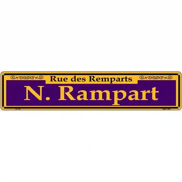 N. Rampart Purple 3"x12" metal street sign plaque Home Door Garage Wall - Image 1 of 1