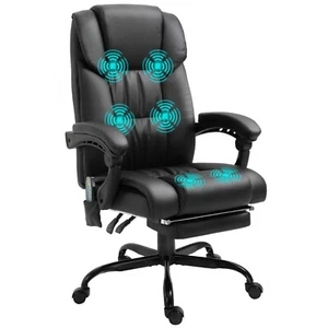 Vinsetto PU Leather Massage Office Chair Height Adjustable Computer Chair Black - Picture 1 of 12