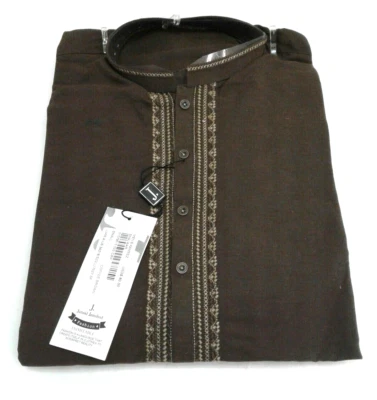 Men's Kameez Shalwar Small, Coffee Brown JJKS-A-US-34218/S22/JJ7627-SF - Image 1 of 4
