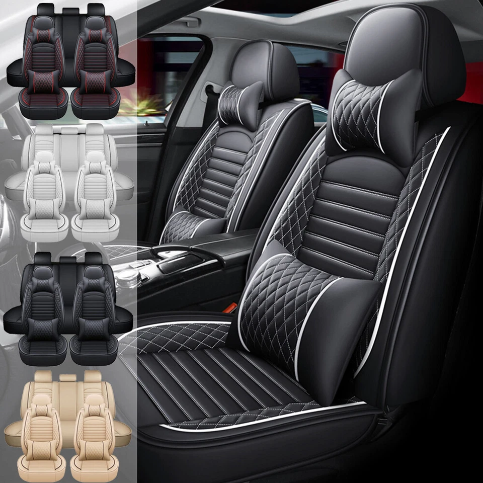 For 2009~2024 Toyota Leather Front Rear Car Seat Covers 5-Sit Protector Full Set Foto 1 de 4