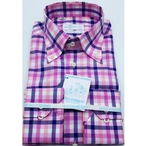 Camicia Quadri Rosa Button down Cotone makò doppio ritorto (Tessitura Monti) - Foto 1 di 7