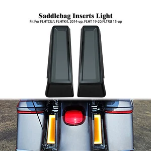 Black Fender Saddlebag Filler LED Tail Light Insert Fit For Harley Touring FLHT - Picture 1 of 15