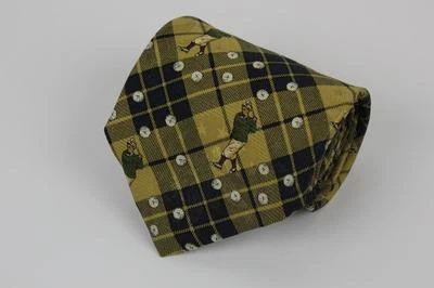 Corbata Robert Talbot Diablo Scotch Club. Cuadros azules y amarillos. Motivo de golf. Foto 1 de 4