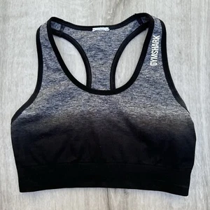Gymshark Women’s Small Adapt Ombré Seamless Sports Bra Racerback Black Gray - Picture 1 of 3