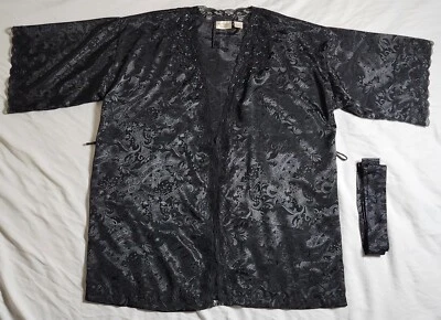 Kimono para mujer Victoria's Secret negro con cinturón floral cachemira talla única Foto 1 de 4