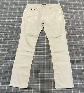 GUESS MEN SCOTCH FIT MEDIUM RISE DISTRESSED SKINNY JEANS - BEIGE COLOR SIZE 33 - Picture 1 of 9