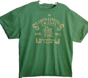 St Louis Cardinals Men's T-Shirt XL Green Baseball Club Irish MLB Majestic - Picture 1 of 4