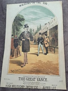 Sheet Music COVER ONLY The Great Vance Walking in the zoo Music Hall Theatre - Picture 1 of 2