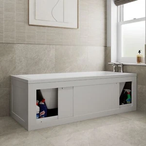 1700 Side Front Storage Bath Panel for Straight Baths Lockable Modern MDF White - Picture 1 of 14