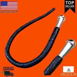 Látigo de cuero de vaca negro genuino - 2,6 pies 8 trenzas, diseño de una sola cola - Imagen 1 de 3