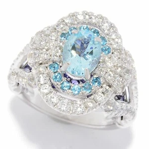 Meher's Jewelry 4.40ct Aquamarine & Mult Gemstone Ring Size 5, 6, 8 & 9 - Picture 1 of 5