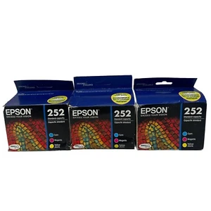 (3pack) NEW Epson 252 Ink Cartridges (Cyan,Magenta,Yellow) Exp.01.2020 - Picture 1 of 3