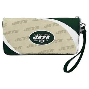 NUEVO CON ETIQUETAS NFL New York Jets Mujeres Cuero Sintético Curva Cremallera Organizador Cartera - Imagen 1 de 3