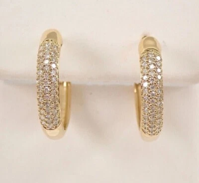 Pendientes de aro Huggie de diamantes de corte redondo de 1,5 quilates enchapados en oro amarillo de 14 k Foto 1 de 3