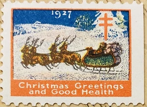 1927 CHRISTMAS SEAL GREETINGS AND GOOD HEALTH STAMP - Picture 1 of 2