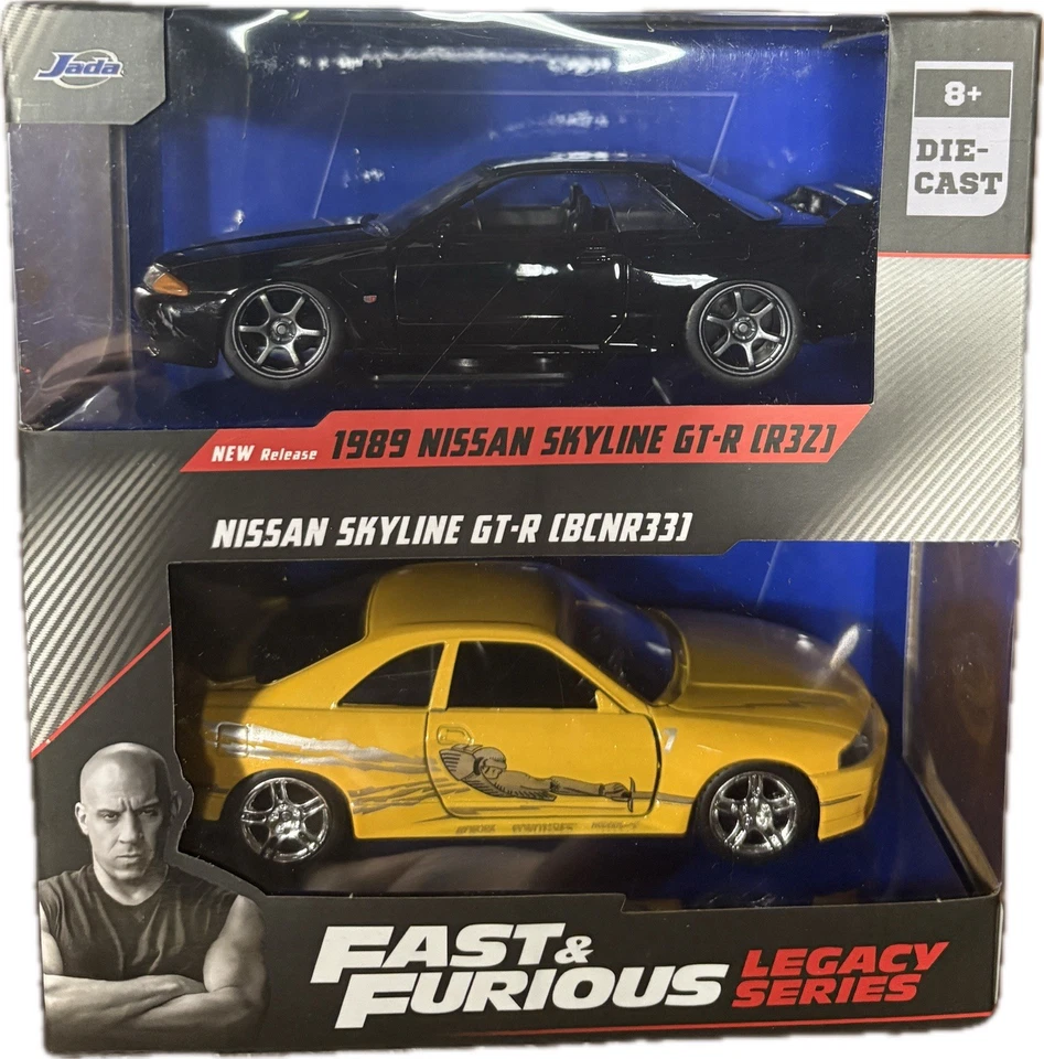 Jada Fast & Furious Legacy Nissan Skyline GT-R R32 & R33 1:32 Set Of 2 Cars, New - Image 1 of 1