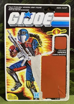 Vintage 1986 G.I. Tarjeta de archivo Joe VIPERS v1 completa SIN CORTAR GI 86 Cobra Viper ARAH Foto 1 de 2