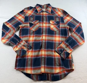 Diesel Plaid Shirt Mens L  Blue Orange Western LS Pearl Snap Button EUC - Picture 1 of 11