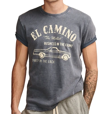 Camiseta Lucky Brand Para Hombre Vintage Lavado El Camino Gráfico Talla L Nueva Con Etiquetas Negra Foto 1 de 4