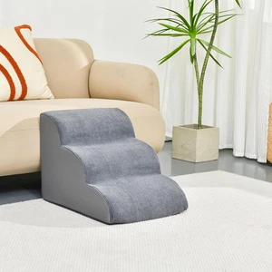 Hundetreppe kleine Hunde 15,7" H Haustier hochdichter Schaumstoff 3 Stufen Stufen Bett Couch Sofa - Bild 1 von 8