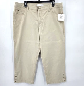 Pantalones capri de tiro medio elásticos para mujer Croft & Barrow Plus 18 detalles de botones nuevos con etiquetas - Imagen 1 de 15