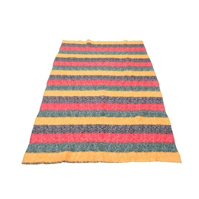 Manta de Colección a Rayas Amarillo Rojo Verde Gris Lana Acogedora Decoración del Hogar 52" x 70" Foto 1 de 3