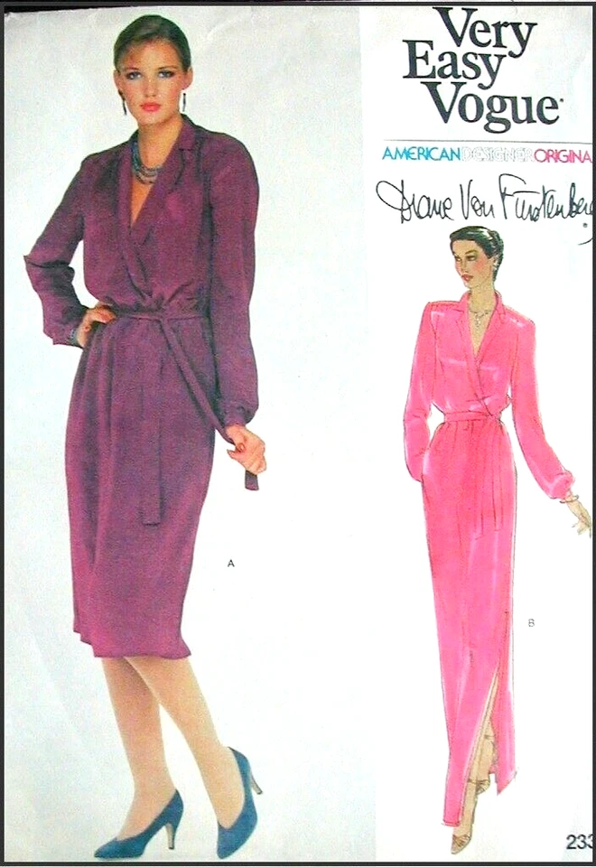 Vogue Diane Von Furstenberg DRESS PATTERN 38 B  Vintage DVF 1980s UNCUT # 2332 - Image 1 of 3