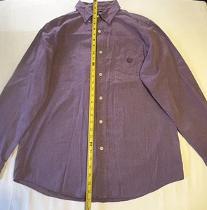 Chaps Easy Care Shirt Mens Size M Purple White Check Long Sleeve Button Down - Picture 1 of 7