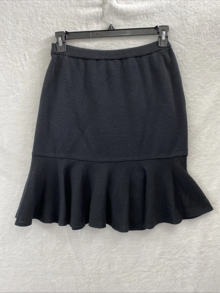 Geoffrey Beene Prendas de Punto Para Mujer Negro Talla M Volantes Mezcla de Lana Suéter Falda Foto 1 de 4