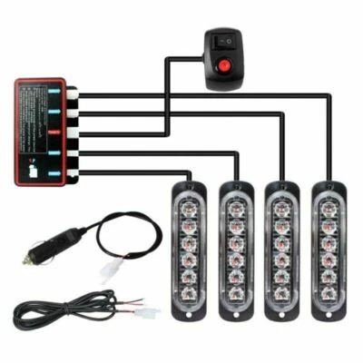 4x 6 LED Amber Recovery Strobe Marker Light Flashing Light Bar Beacon Car 12V - Image 1 of 4