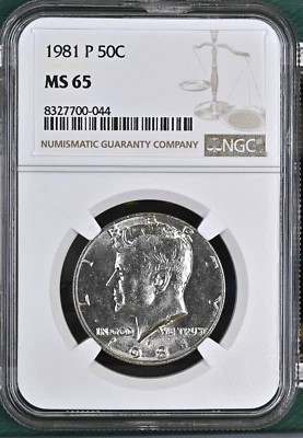 1981-P KENNEDY HALF DOLLAR 50 CENTS NGC MS65 UNC DETAILED COIN #C - Image 1 of 2