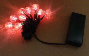 LED Holiday Lights10 Orange/Red Color Bulbs Ultra 120 Hour Uses AA Batteries 95S - Picture 1 of 5