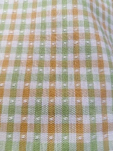 Small Green/Tan/Cream Check with Creme Dot Cotton Blend 2.5 Yards Multipurpose - Picture 1 of 3