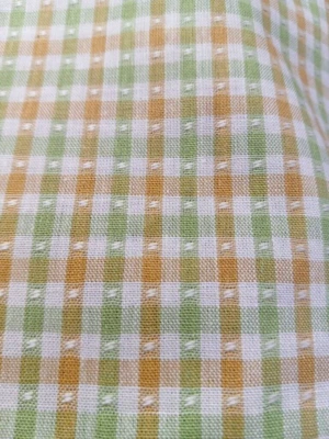 Small Green/Tan/Cream Check with Creme Dot Cotton Blend 2.5 Yards Multipurpose - Image 1 of 3