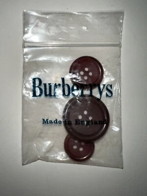 Set 3 BURBERRYS VINTAGE BURBERRY BUTTONS Brown w Hint of Red Burberry Genuine - Image 1 of 4