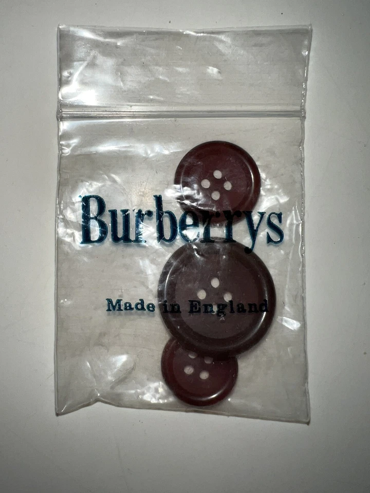 Set 3 BURBERRYS VINTAGE BURBERRY BUTTONS Brown w Hint of Red Burberry Genuine - Image 1 of 4