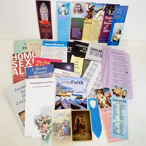 Vintage Christian Bookmarks Prayer Cards Religious Tracts Booklets Bible Indexes - Picture 1 of 13