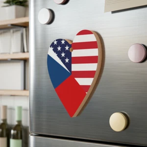 República Checa Bandera Americana Chequia EE. UU. Adorno de Madera - Imagen 1 de 25