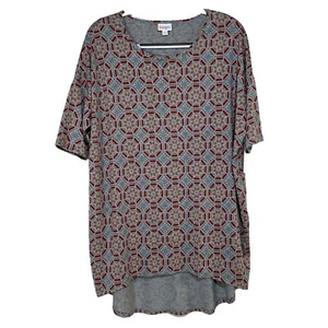 LuLaRoe Women's Irma Size Medium Orange Gray Blue Aztec Tribal Pattern Circles - Picture 1 of 4