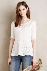 Top de encaje Anthropologie Amelia de Tiny - Talla S (marfil) - Imagen 1 de 10