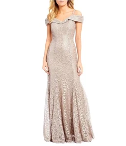 R & M Richard’s Off-the-Shoulder Cap Sleeve Floral Lace Mermaid Dress Size 16 - Picture 1 of 4