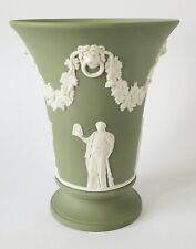 Wedgwood Jasperware Green Vase Lion Head and Garland