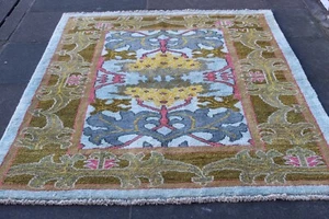 Vintage Traditional Hand Made Turkish Oushak Oriental Wool Blue Rug 206x150cm - Picture 1 of 14