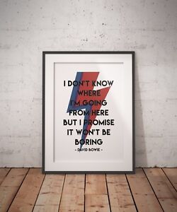 David Bowie Famous Quote Lyric Tribute Typography A3 Digital Art Print