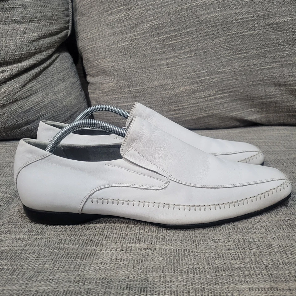 Zapatos sin cordones Steve Madden Cabano para hombre cosidos de cuero blancos talla 9,5 Foto 1 de 4