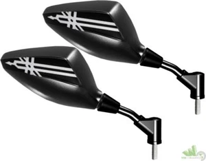 2 SPECCHIETTI YAMAHA TMAX T-MAX 2007 2008 MANUBRIO NERI LOGO SPECCHI OMOLOGATI - Foto 1 di 4