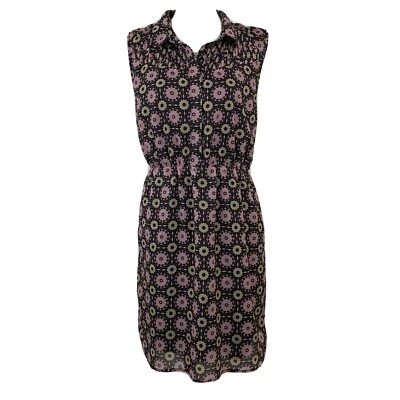 Тюль женщин без рукавов оболочка длина до колена размер большой черный розовый цветочный - Изображение 1 из 4