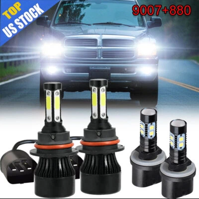 For Dodge RAM 1500 2500 3500 1994-2001 4X 4Side LED Headlight + Fog Lights Bulbs Foto 1 de 4