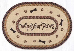 Braided Rug 20 x 30 inch Wipe Your Paws Dog Bone Pet Paws Earth Rugs 100% Jute - Picture 1 of 1
