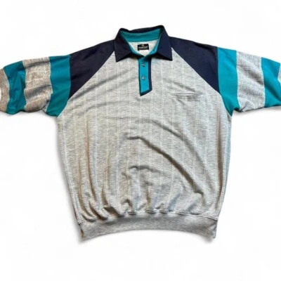 Vintage puritan striped banded bottom preppy polo shirt size M small stain - Image 1 of 4